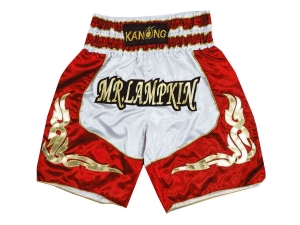 Custom Boxing Shorts : KNBXCUST-2043-White-Red